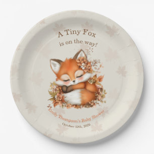 Cosy Autumn Fox Baby Shower Cosy Woodland Party Paper Plate