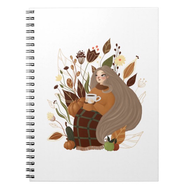 Cosy Autumn Girl Notebook (Front)