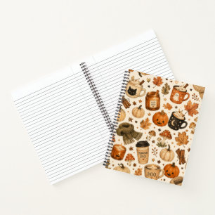 Cosy Autumn Halloween Pumpkin Spice Fall Mushrooms Notebook