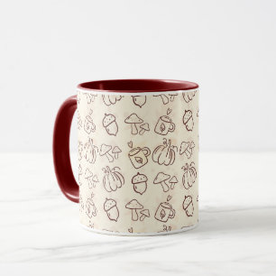 Cosy Autumn Harvest Doodle Pattern Mug