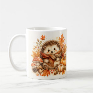 Cosy Autumn Hedgehog Watercolor Art Coffee Mug