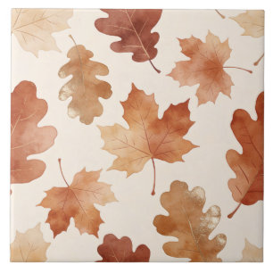 Cosy Autumn Leaf Pattern Ceramic Tile