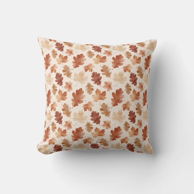 Cosy Autumn Leaf Pattern Cushion (Front)
