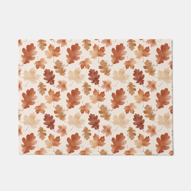 Cosy Autumn Leaf Pattern Doormat (Front)