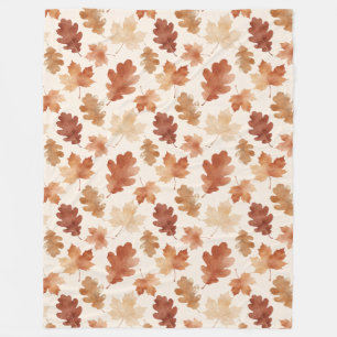 Cosy Autumn Leaf Pattern Fleece Blanket