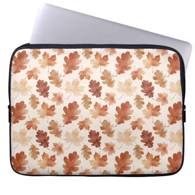 Cosy Autumn Leaf Pattern Laptop Sleeve (Front)