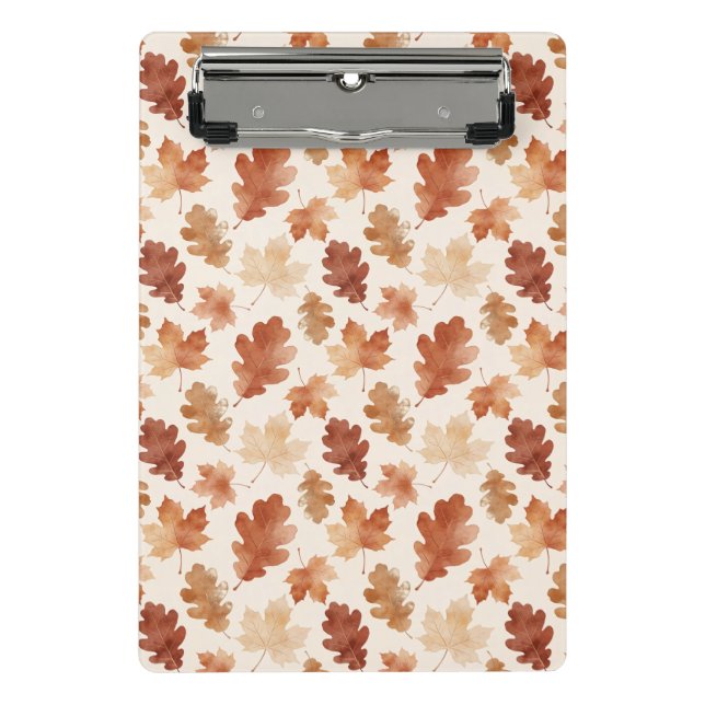 Cosy Autumn Leaf Pattern Mini Clipboard (Front)