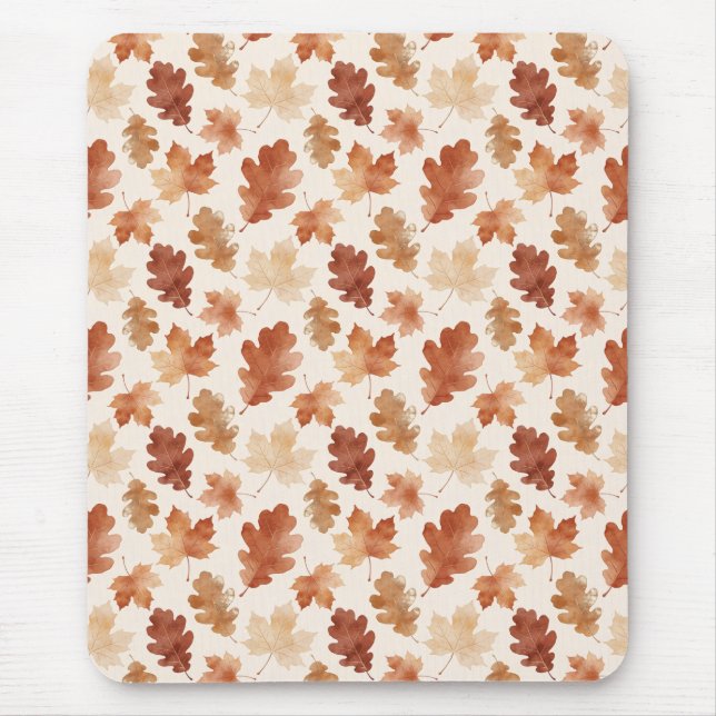 Cosy Autumn Leaf Pattern Mouse Pad (Front)