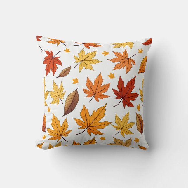 Cosy Autumn Leaf Pattern Pillow (Front)