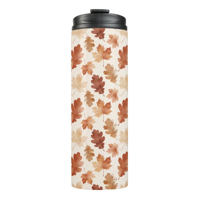 Cosy Autumn Leaf Pattern Thermal Tumbler (Front)
