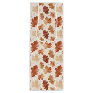 Cosy Autumn Leaf Pattern Wine Gift Bag