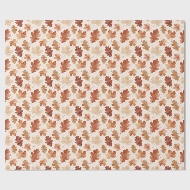 Cosy Autumn Leaf Pattern Wrapping Paper (Flat)