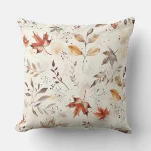Cosy Autumn Leaves Botanical Print Cushion