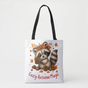 Cosy Autumn Magic Racoon Tote Bag