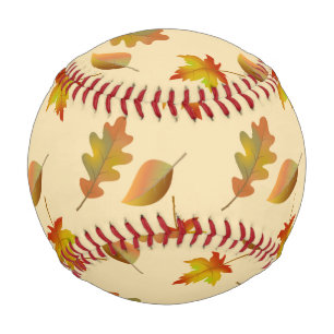 Cosy autumn maple leaves oak leaves baseball