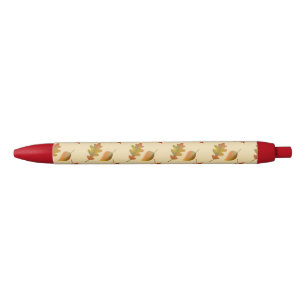 Cosy autumn maple leaves oak leaves black ink pen