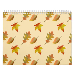 Cosy autumn maple leaves oak leaves  calendar