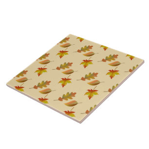 Cosy autumn maple leaves oak leaves  ceramic tile