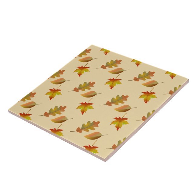 Cosy autumn maple leaves oak leaves  ceramic tile (Side)