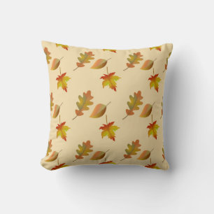 Cosy autumn maple leaves oak leaves  cushion