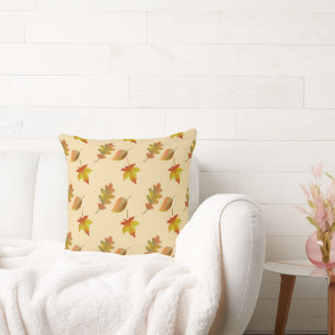 Cosy autumn maple leaves oak leaves cushion