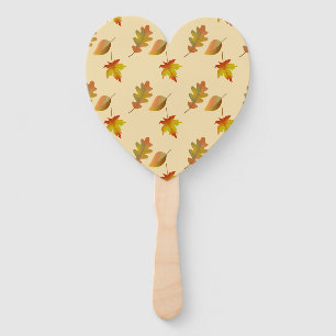 Cosy autumn maple leaves oak leaves hand fan