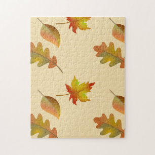 Cosy autumn maple leaves oak leaves jigsaw puzzle