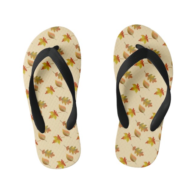 Cosy autumn maple leaves oak leaves  kid's thongs (Footbed)