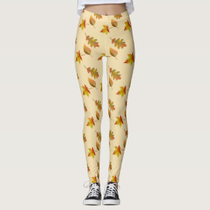 Cosy autumn maple leaves oak leaves  leggings