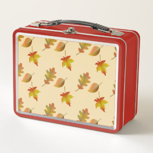 Cosy autumn maple leaves oak leaves metal lunch box