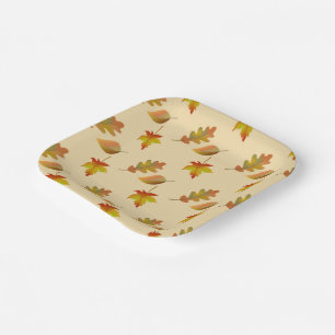 Cosy autumn maple leaves oak leaves paper plate