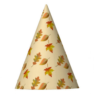 Cosy autumn maple leaves oak leaves party hat