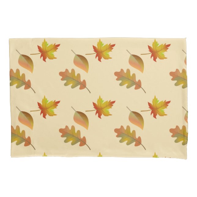 Cosy autumn maple leaves oak leaves  pillowcase (Front-Left)