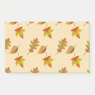 Cosy autumn maple leaves oak leaves post-it notes