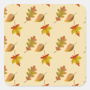 Cosy autumn maple leaves oak leaves square sticker