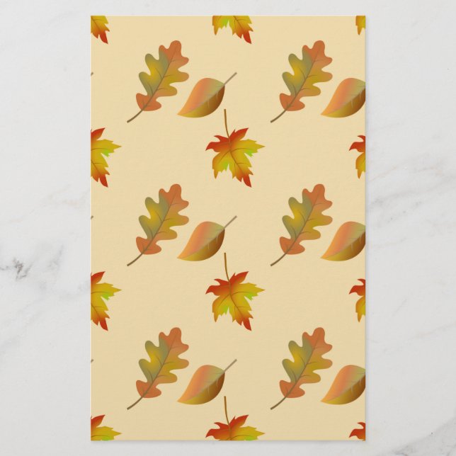 Cosy autumn maple leaves oak leaves  stationery (Front)