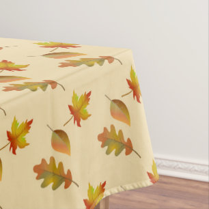 Cosy autumn maple leaves oak leaves tablecloth