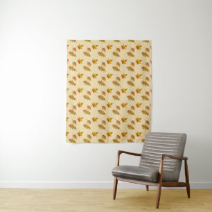 Cosy autumn maple leaves oak leaves  tapestry