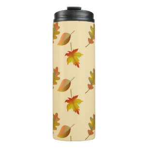 Cosy autumn maple leaves oak leaves thermal tumbler
