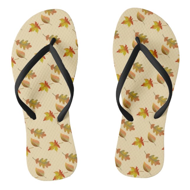 Cosy autumn maple leaves oak leaves   thongs (Footbed)
