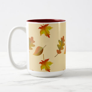 Cosy autumn maple leaves oak leaves Two-Tone coffee mug