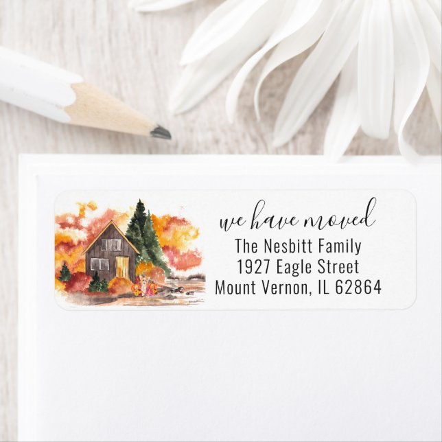 Cosy Autumn Moving Announcement Return Address Label (Insitu)