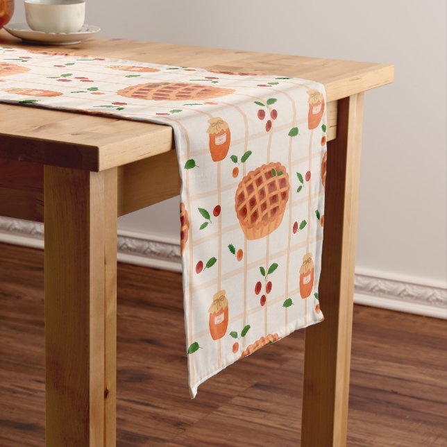 Cosy Autumn Pie and Jam Pattern Short Table Runner (In Situ)