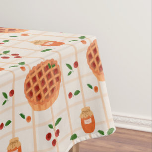 Cosy Autumn Pie and Jam Pattern Tablecloth