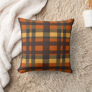 Cosy Autumn Plaid Flannel Throw Pillow