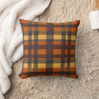 Cosy Autumn Plaid Flannel Throw Pillow