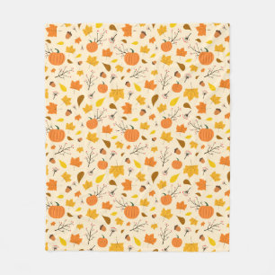 Cosy Autumn Pumpkin Harvest Fleece Blanket
