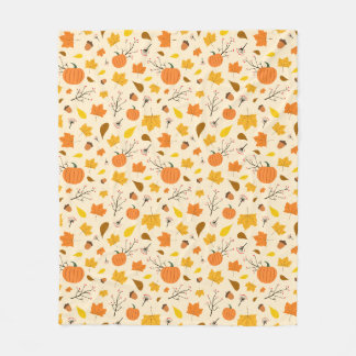 Cosy Autumn Pumpkin Harvest Fleece Blanket