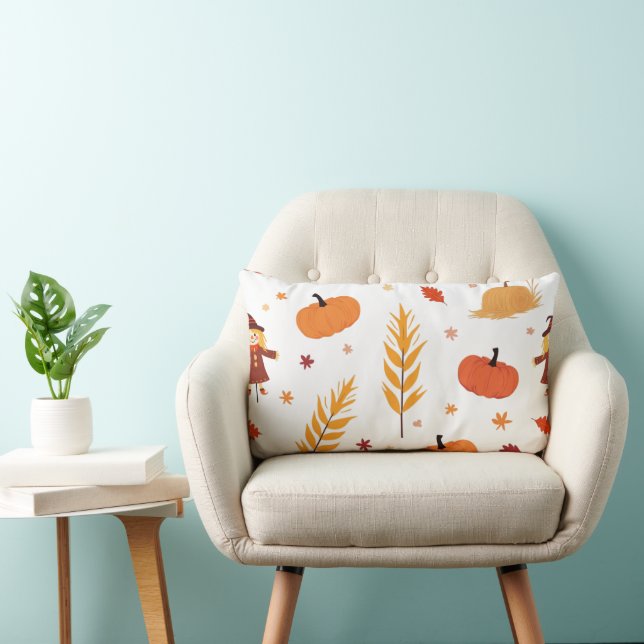 Cosy Autumn Pumpkin Pattern Pillow (Chair)