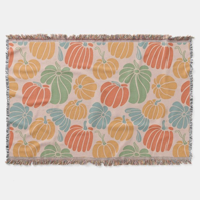 Cosy Autumn Pumpkin Throw Blanket – Fall Fleece &  (Front)